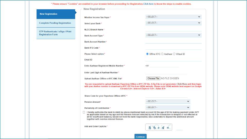 Step 4: Atal Pension Yojana Online Registration